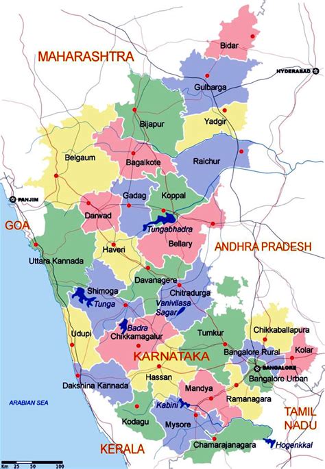 Karnataka In India Map Political Map Of Karnataka Cropped Outside ...