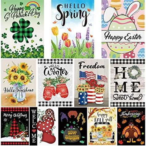 Seasonal Cat Garden Flags Set Of 12 Double Sided 12 X 18