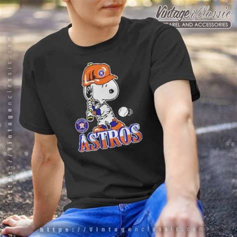 Snoopy Playing Baseball Houston Astros Shirt High Quality Printed Brand