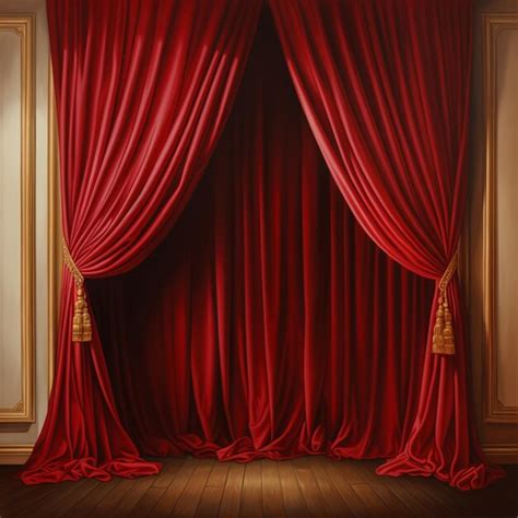 Premium Photo Arafed Red Curtain With Gold Trim And Tassels On A