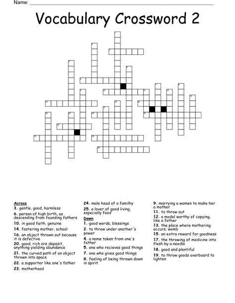 Vocabulary Crossword Wordmint