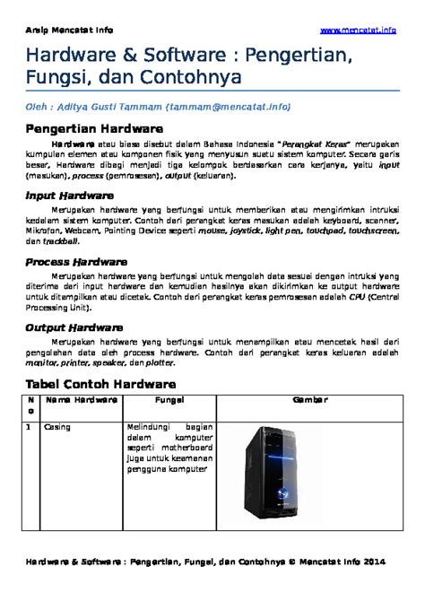 Hardware Software Pengertian Fungsi Dan Contohnya Pdfcoffee