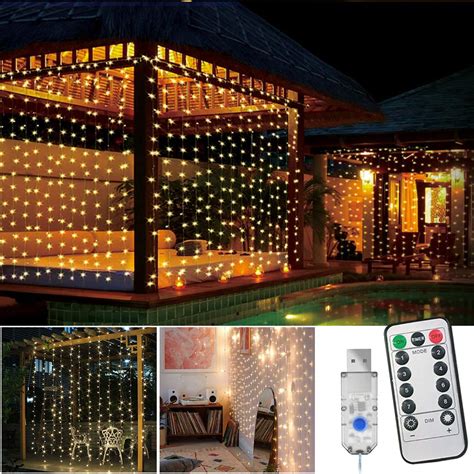 Led Curtain Lightsnew Usb Fairy Lightsip67 Waterproof8 Modes3m × 3m