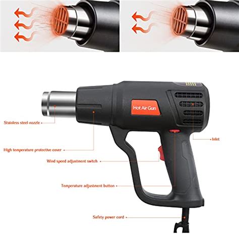 Heat Gun 2000w Heavy Duty Hot Air Gun Kit Variable Temperature Control With 2 Temp Settings 122