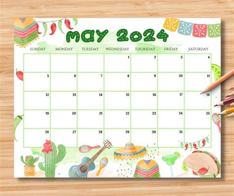 EDITABLE May 2024 Calendar Cinco De Mayo Planner 2024 Printable