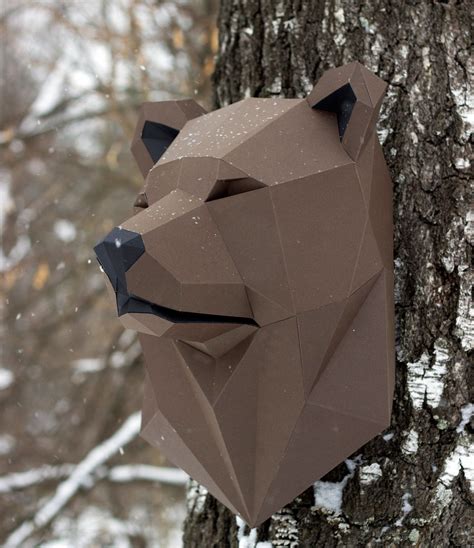 Office Paper Bear Head Wolf Head A Paper Low Poly Polygon You