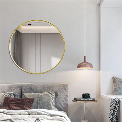 Lft Huimei Y Wall Circle Mirror Large Round Inch Gold Metal Frame