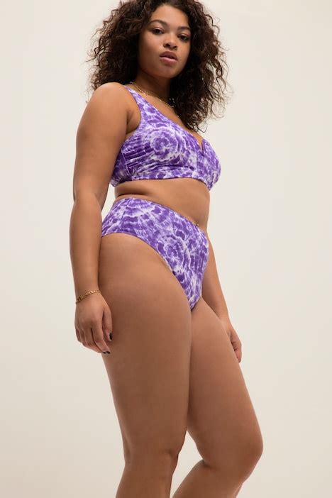 Tie Dye High Waisted Bikini Bottoms Violet Ulla Popken