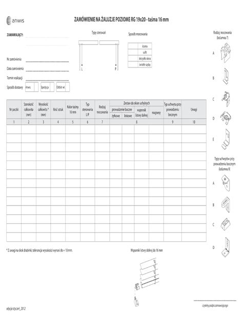 Fillable Online Anwis Zam Wienie Na Aluzje Poziome Rg X Ta Ma