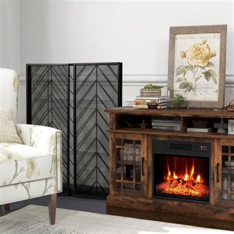 Costway 3-Panel Black Metal Foldable Fireplace Screen with Metal Mesh – US Fireplace Store