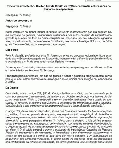 Referência para uma Petição Execução de Alimentos Ofício à