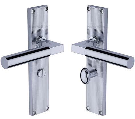 Heritage Brass Bauhaus Reeded Door Handles On Backplate Polished Chrome Rr7300 Pc Sold In Pairs