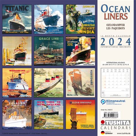 Ocean Liners Seinäkalenterit 2024 Osta Europosters