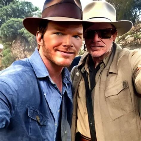 Chris Pratt As Indiana Jones Taking A Selfie With Stable Diffusion