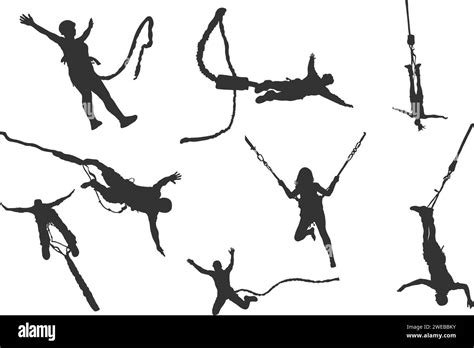 Bungee Jumping Silhouette Bungee Jumping Vector Bungee Jumper Vector