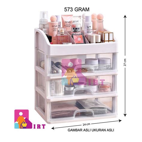 Jual RAK KOSMETIK 3 SUSUN RAK MAKE UP SUSUN PLASTIK KOSMETIK 3 SUSUN