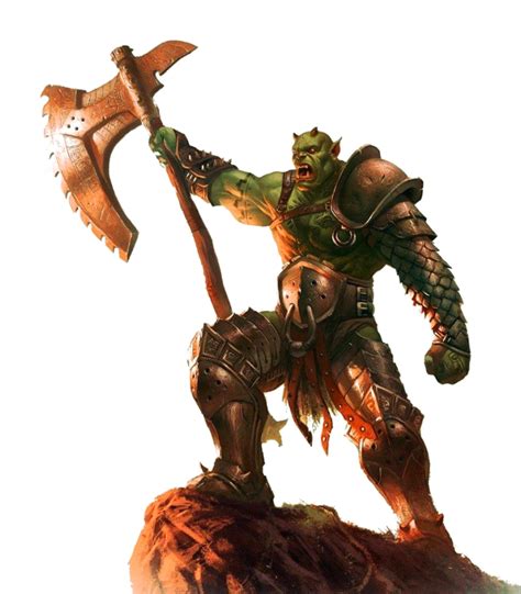 Male Orc Barbarian Fighter Cliff Axe Pathfinder PFRPG DND D D 3 5 5E