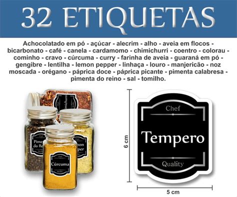 Kit Etiquetas Vinil Para Potes De Temperos E Condimentos