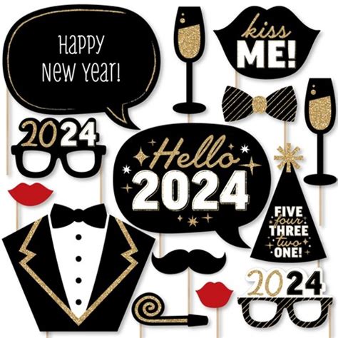 Big Dot Of Happiness Hello New Year - 2024 Nye Party Photo Booth Props ...