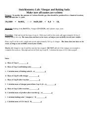 Stoichiometry Lab Baking Soda And Vinegar 2 Docx Stoichiometry Lab