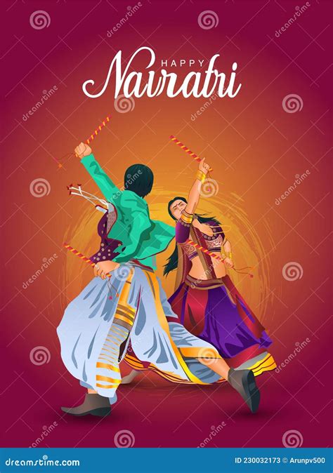 Garba Night Poster For Navratri Dussehra Festival Of India Vector