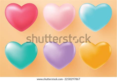 Collection Colorful Love Heart Vector Illustration Stock Vector