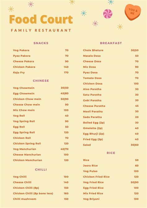 Menu at FOOD COURT, Daudnagar, Main Road Deo