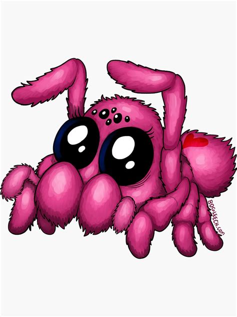 Cute Pink Spider Sticker By Bogleech Redbubble