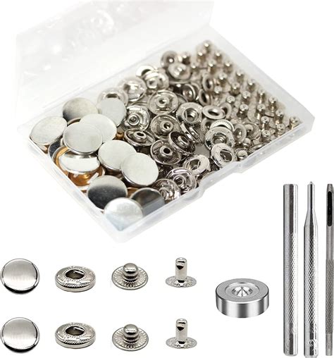 24 Sets Heavy Duty Leather Snap Fasteners Kit BetterJonny 17mm Metal