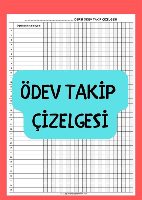 Ödev Takip Çizelgesi Eğlenerek Öğrenelim Esra Sarıahmet