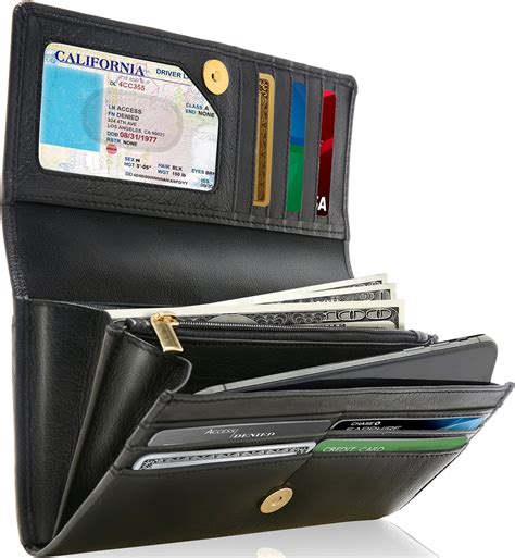 Access Denied Genuine Leather Wallets For Women Ladies Accordion