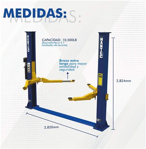 Elevador De Autos De Postes Sin Travesa O Superior Marca Hantec