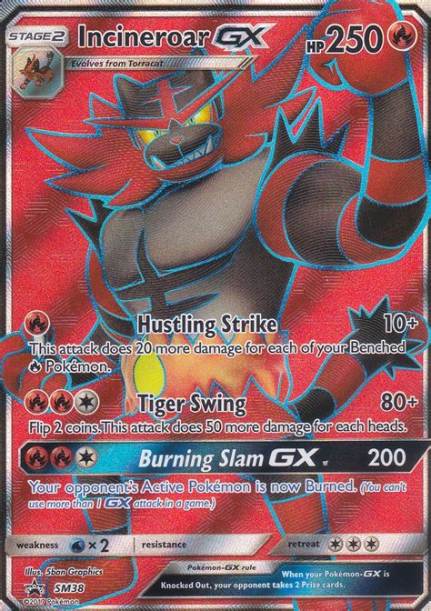 Pokémon Sun and Moon Promo Card SM038 Incineroar Gx Arcade Game Cards