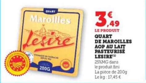 Promo Quart De Maroilles Aop Au Lait Lesire Chez Hyper U Icatalogue Fr