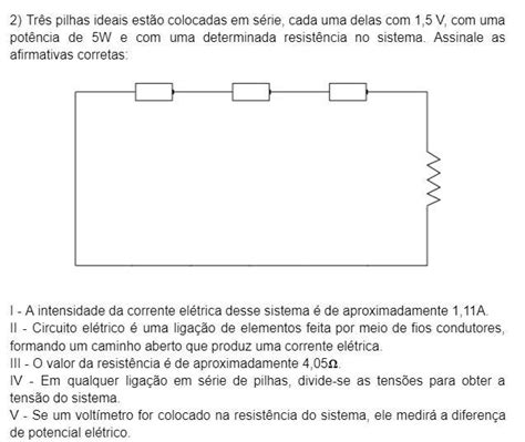 Tr S Pilhas Ideais Est O Colocadas Em S Rie Cada Uma Delas V