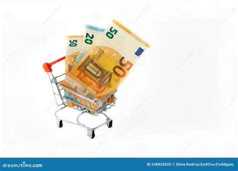 Carrito De Compras Con Billetes En Euros Concepto De Aumento De Los