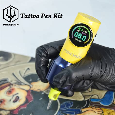 Pluma POSEIDON Tatton máquina de tatuaje inalámbrica con pantalla a