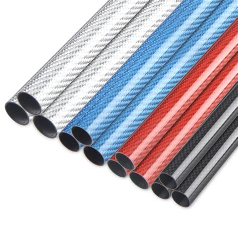 Colored 2pcs 28x30mm 500mm Length 3k Glossy Surface Carbon Fiber Tube