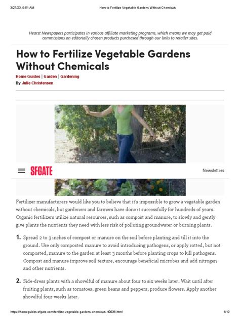 How To Fertilize Vegetable Gardens Without Chemicals Pdf