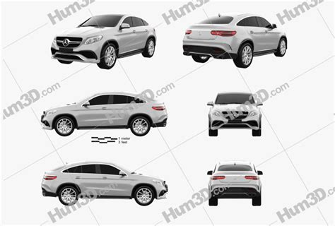 Mercedes Benz Gle Class C292 Coupe Amg 2017 Blueprint Template 3dmodels