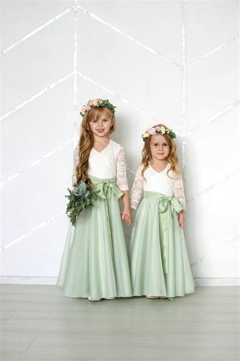 Sage Green Dress Sage Dress Chiffon Flower Girl Dress Sage Green Flower