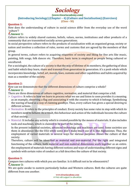 Ncert Solutions For Class Sociology Chapter Culture Socialisation