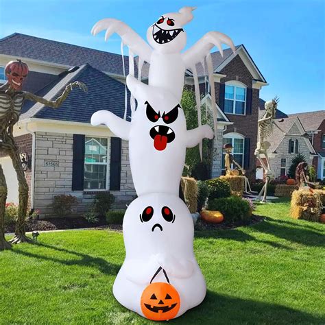 The Holiday Aisle® Halloween Inflatable 10 Ft Scary Ghost Inflatables Outdoor Decorations Blow