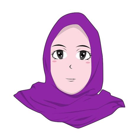 Premium Vector Muslim Woman Wearing Purple Hijab Illlustration