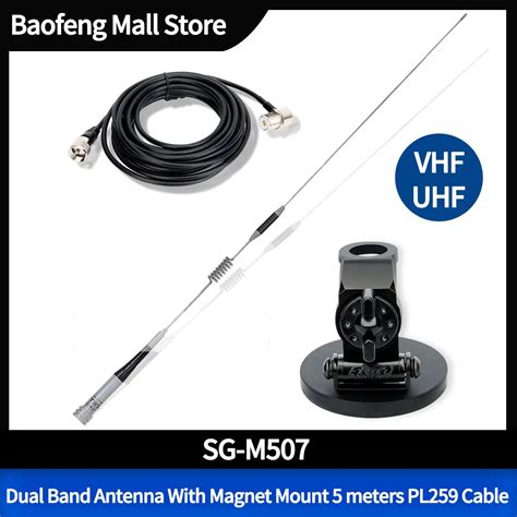 Diamond Sg M507 Dual Band Antenna With Magnet Mount 5 Meters Pl259 Cable For Mobile Radio