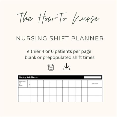 Nursing Shift Plannercheat Sheet Printable Template Etsy