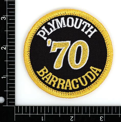 Plymouth Barracuda Badge Embroidered Patch Black Twill Yellow Iron