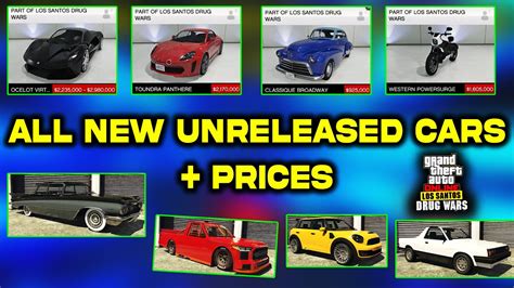 All Unreleased Cars Drip Feed Vehicles Drug Wars Dlc Gta Online