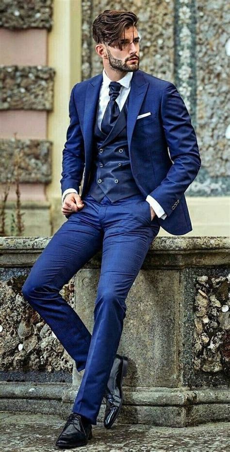 Men Blue Suits Slim Fit Summer Suit Party Wear 3 Piece Suit Etsy