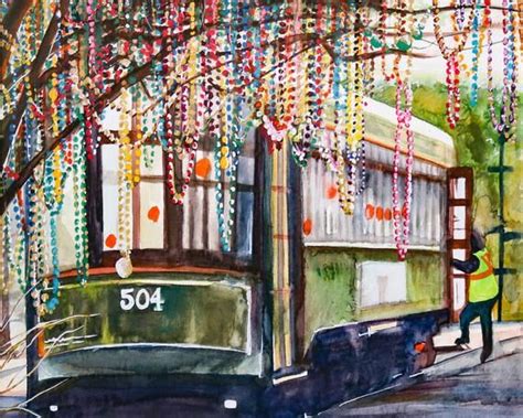 New Orleans Mardi Gras Art Gift Mardi Gras Beads Streetcar - Etsy | New orleans art, Louisiana ...